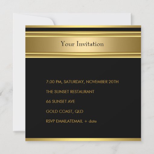 Elegant 50th Birthday Party Black Gold Cheetah Invitation | Zazzle