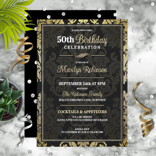 Elegant 50th Birthday Party Celebration Invitation