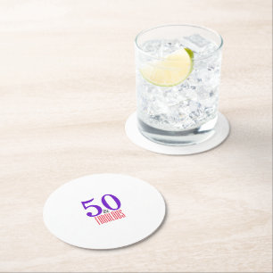 Elegant 50th Birthday Party Decor Round Paper Coaster