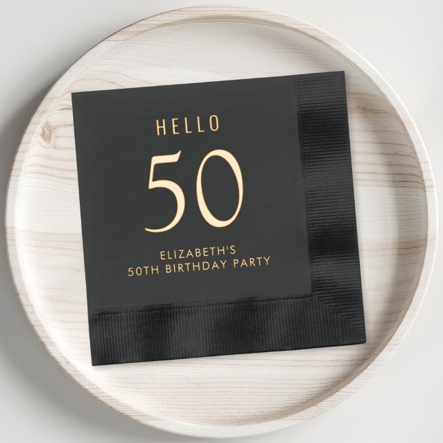 Elegant 50th Birthday Party Foil Napkins (Elevate your 50th birthday party decor with these chic and elegant foil stamped napkins)