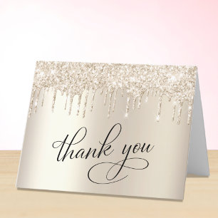 Elegant 50th Birthday Party Gold Glitter Letterpress Thank You Card
