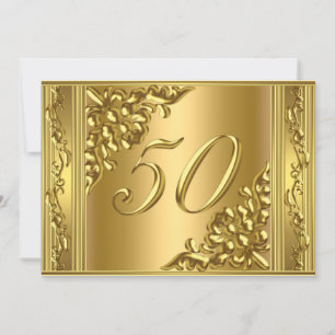 Elegant 50th Birthday Party Gold Golden 50 Frame Invitation