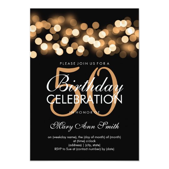 elegant 50th birthday party gold hollywood glam invitation zazzle com