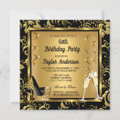 Elegant 50th Birthday Party Heels Champagne Photo Invitation (Front)