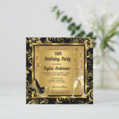 Elegant 50th Birthday Party Heels Champagne Photo Invitation (Standing Front)