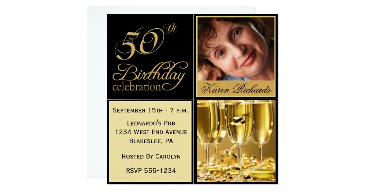 Elegant 50th Birthday Party Invitations | Zazzle