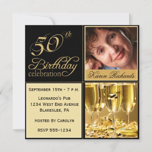 Elegant 50th Birthday Party Invitations