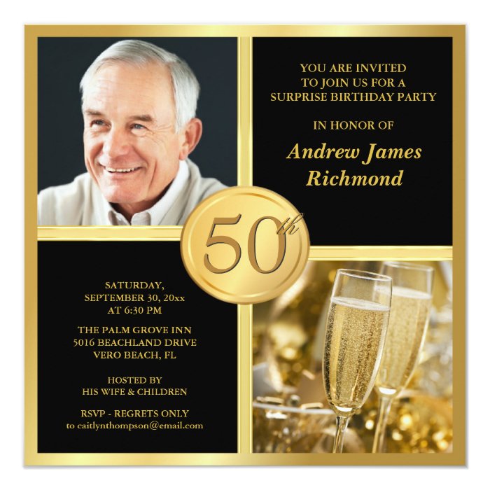 50Th Birthday Party Invitations With Photo 2