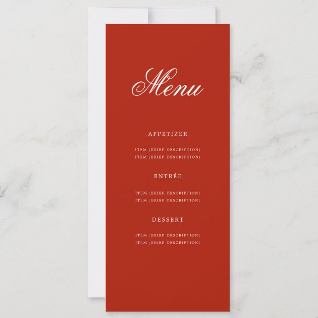 Elegant 50th Birthday Party Menu Gold Red  Invitation (Back)