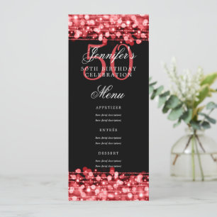 Elegant 50th Birthday Party Menu Red Lights Invitation