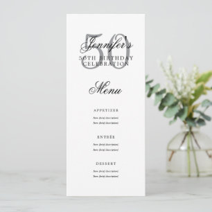 Elegant 50th Birthday Party Menu Silver Invitation