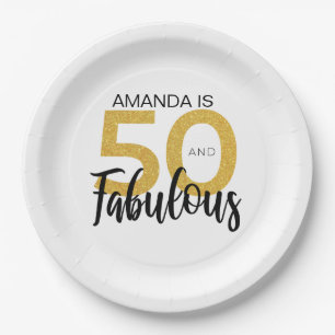 Elegant 50th Birthday Party Paper Plates