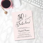 Elegant 50th Birthday Party Pink Invitation<br><div class="desc">Simple,  elegant and chic pink 50th birthday party invitation featuring "50 & Fabulous" in stylish calligraphy. Add her name and the party details.</div>