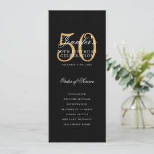 Elegant 50th Birthday Party Program Black Gold