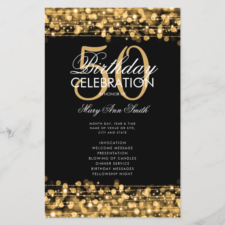 elegant-50th-birthday-party-program-gold-w-menu-zazzle