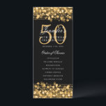 Elegant 50th Birthday Party Program Gold w/ Menu<br><div class="desc">Elegant "Birthday Party Program" design with Sparkles & String Lights in Gold w/ custom text.</div>