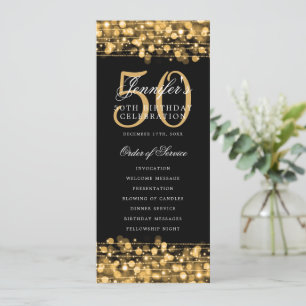 Elegant 50th Birthday Party Program Gold w/ Menu