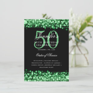 Elegant 50th Birthday Party Program Green Menu