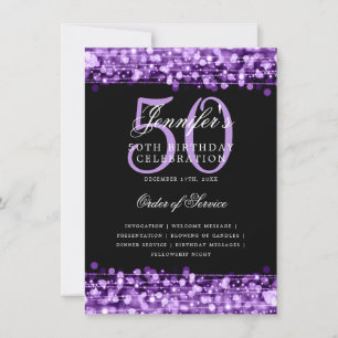 Elegant 50th Birthday Party Program Purple Menu