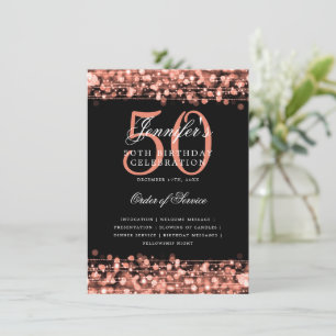 Elegant 50th Birthday Party Program Rose Gold Menu