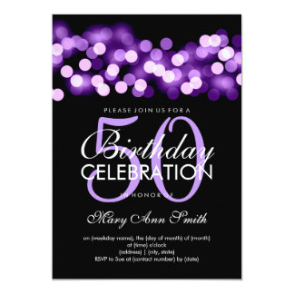 Elegant 50th Birthday Party Purple Hollywood Glam Card