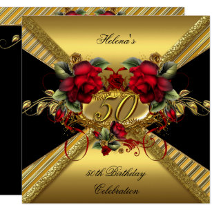 red and black 50th birthday invitations zazzle