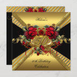 Elegant 50th Birthday Party Red Roses Gold Black Invitation<br><div class="desc">Elegant 50th Birthday Party, Red Roses Black Gold Birthday Party. Invitation floral flowers, Party birthday invites For All Ages 15th, 16th, 18th 21st, 20th, 30th, 40th, 50th, 60th, etc. This Design Style is Copyrighted © Content and Designs © 2000-2014 Zizzago™ (Trademark) and it's licensors. Customize with your own details and...</div>