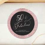 Elegant 50th Birthday Party Rose Gold Classic Round Sticker<br><div class="desc">Elegant and chic black and sparkly rose gold fiftieth birthday party sticker for your correspondence and party favors with "50 & Fabulous" in a stylish rose gold script and simple rose gold typography.</div>