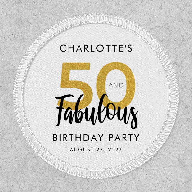 Elegant 50th Birthday Party Script Custom Swag Patch (Front)