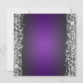 Elegant 50th Birthday Party Sparkles Purple Silver Invitation (Back)