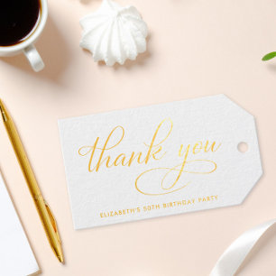 Elegant 50th Birthday Party Thank You Foil Gift Tags