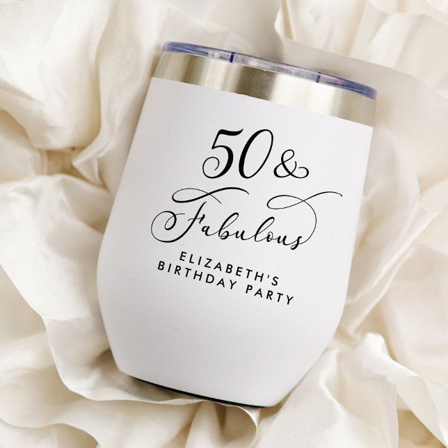 Elegant 50th Birthday Party Thermal Wine Tumbler (Creator Uploaded)