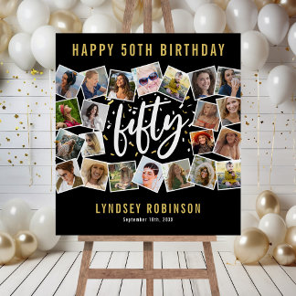 Elegant 50th Birthday Photo Collage Board