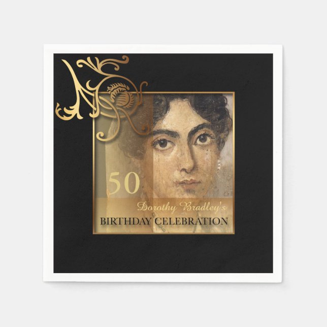 Elegant 50th Birthday Photo Paper Napkins (Front)