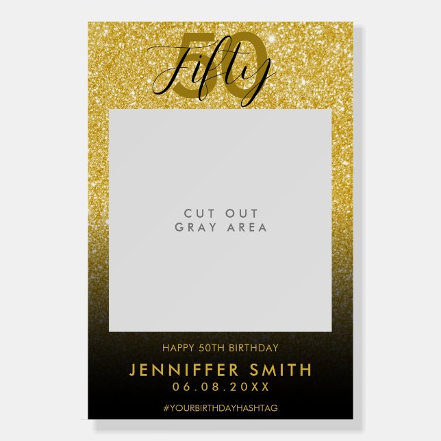 Elegant 50th Birthday Photo Selfie Frame Foam Board (Front)