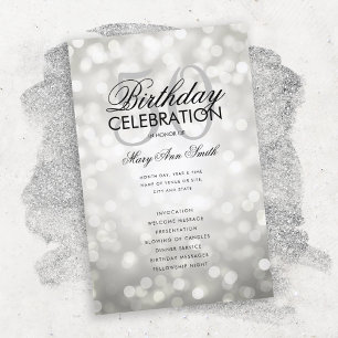 Elegant 50th Birthday Program Lights Silver Menu