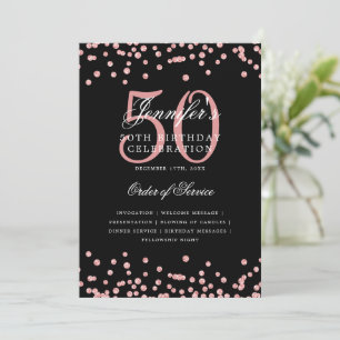 Elegant 50th Birthday Program Menu Rose Gold Black