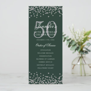 Elegant 50th Birthday Program Thank U Silver Green