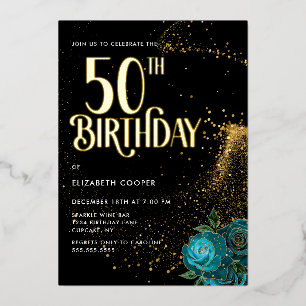 Elegant 50th Birthday Real Foil Invitation