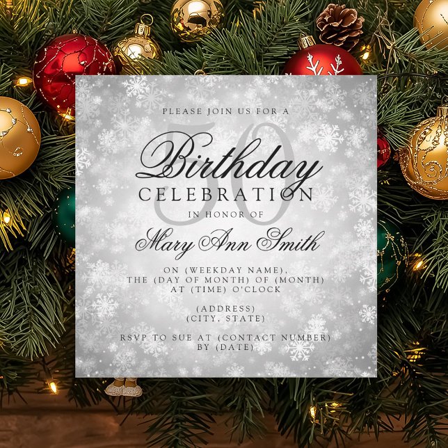Elegant 50th Birthday Silver Winter Wonderland Invitation (Elegant 50th Birthday Silver Winter Wonderland Invitation)