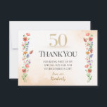 Elegant 50th Birthday – Wildflower Design Thank You Card<br><div class="desc">Mark 50 amazing years with this elegant wildflower thank‑you card. A blend of watercolor blooms and subtle golden details makes it a beautiful way to thank guests after a milestone birthday party. Easily customize with your name and message to create a keepsake they’ll treasure. Enjoy!</div>