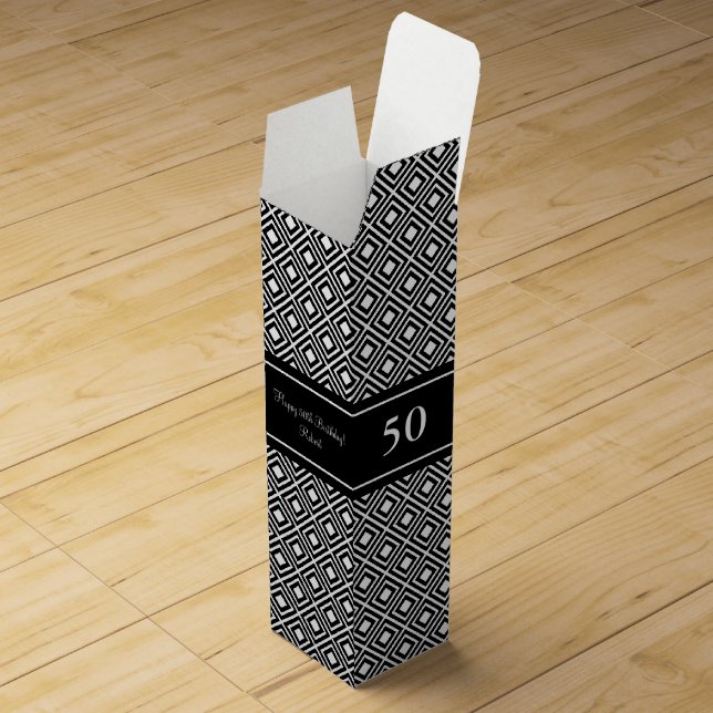 Elegant 50th Birthday wine gift box (Opened)