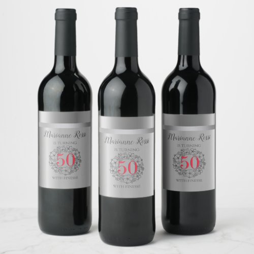 Elegant 50th Birthday Wine Label