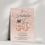 Elegant 50th & Fabulous birthday Rose Gold Photo Invitation<br><div class="desc">Modern blush pink sparkle pink glitter background glam invitation Template is perfect for stylish party in man birthday party. Elegant-minimalistic themed invite is full of fun and simple design elements,  elegant calligraphy and modern fonts. Birthdays are special days,  and this invite can help it make a memorable for friends.</div>