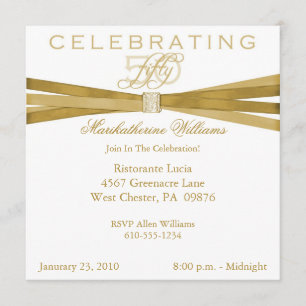 Elegant 50th- Fiftieth Birthday Party Invitations