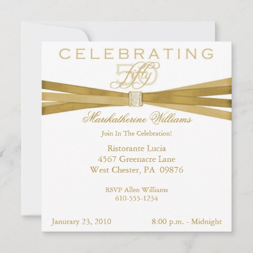 Elegant 50th- Fiftieth Birthday Party Invitations