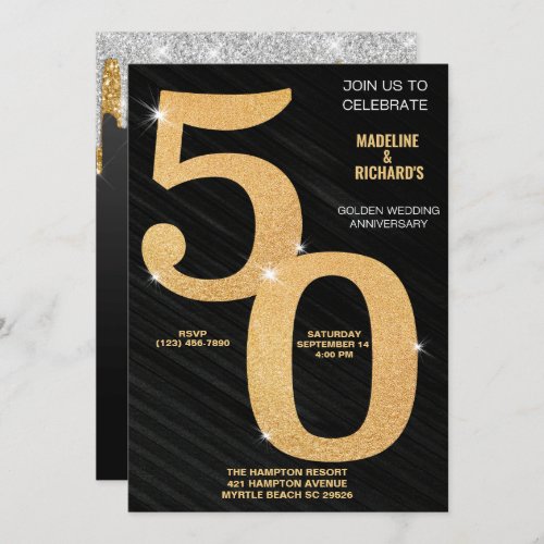 Elegant 50th Gold Anniversary Celebration Invitation