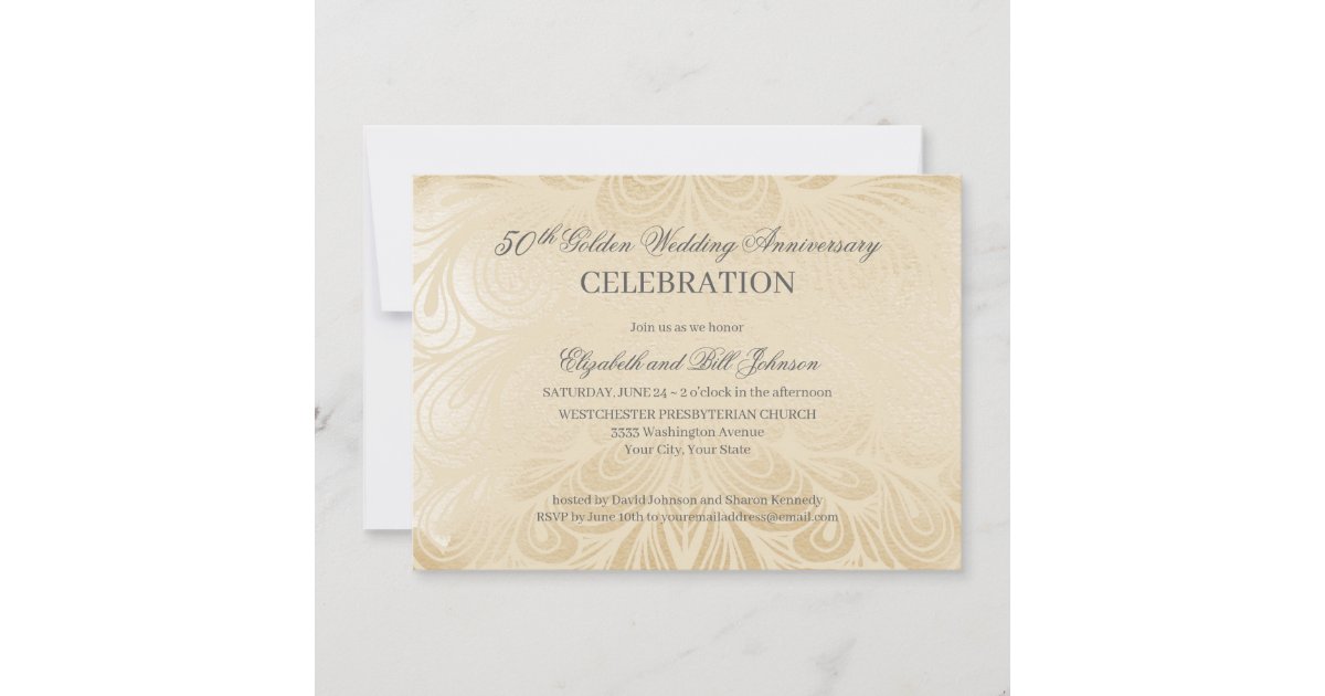 Elegant 50th Gold Wedding Anniversary Invitation | Zazzle