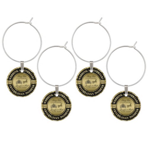 Elegant 50th Gold Wedding Anniversary Wine Glass Charm