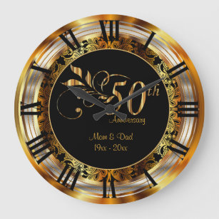 Elegant 50th Golden Anniversary Large Clock
